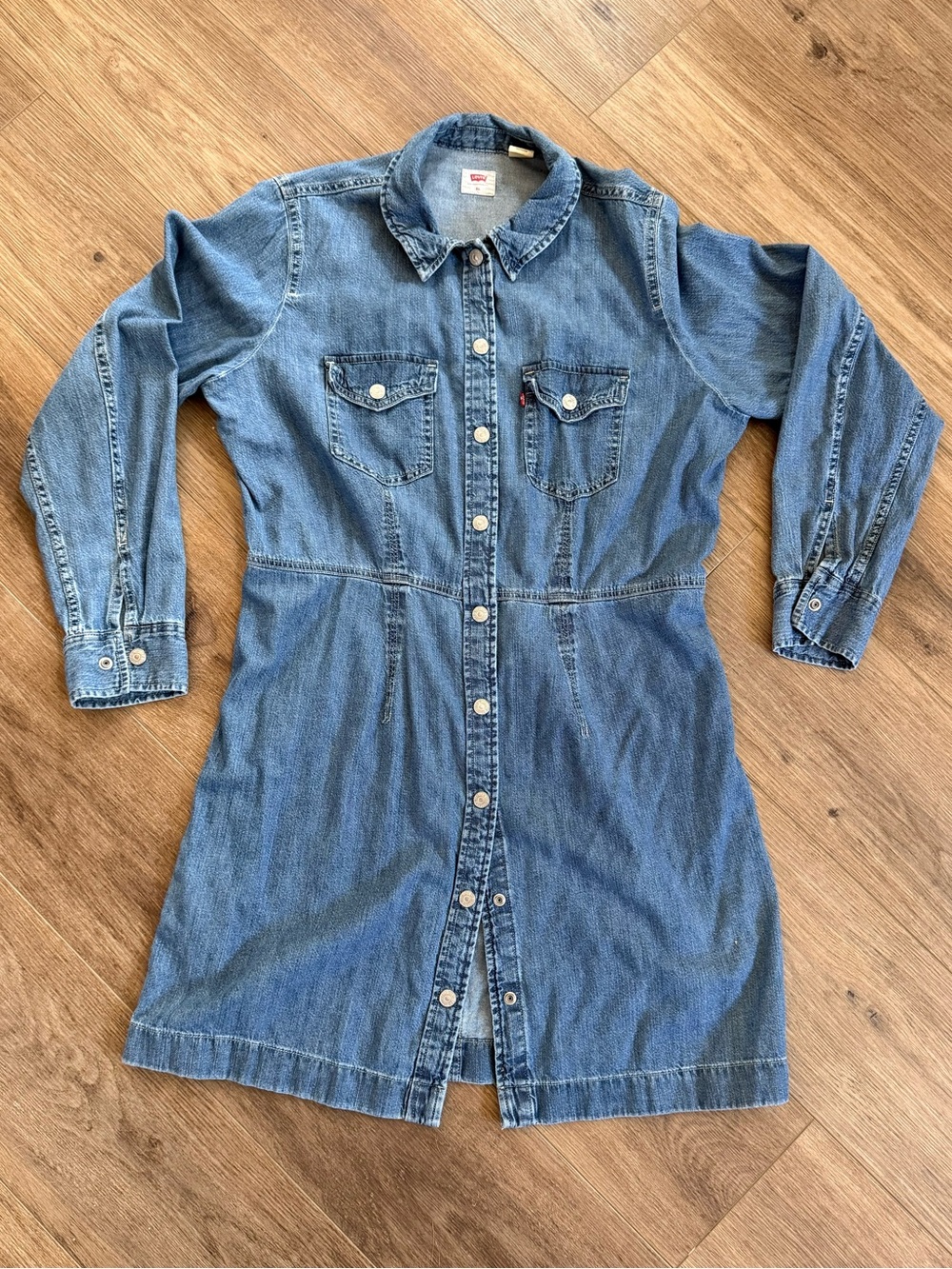 Levi's Blue Denim Snap-Front Shirt Dress